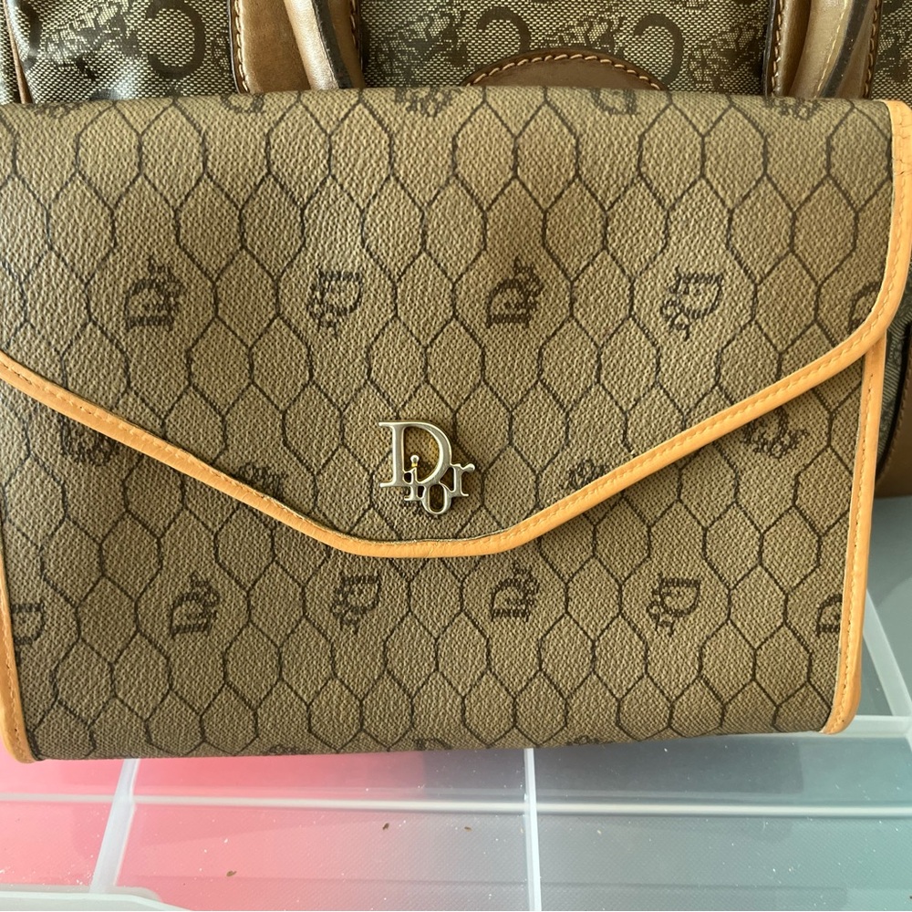 Vintage Dior Tan and Brown Logo bag/clutch